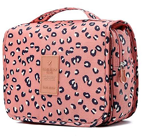 Travel Toiletry bag Hanging Toiletries Wash Bag Makeup Cosmetic Organizer Bags for Women Girls Kids Waterproof Foldable (Leopard Print)