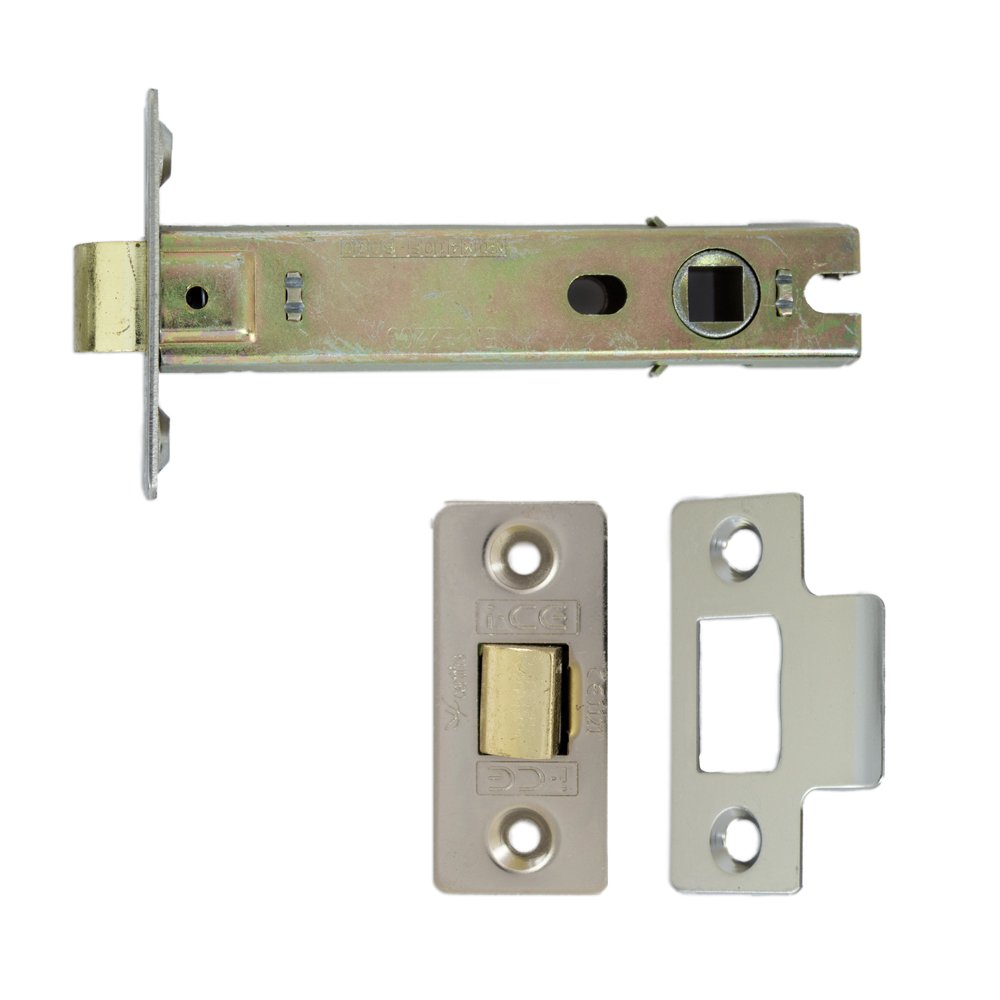 I-Ce Locking Systems Satin Nickel Plated Fire Door Tubular Latch 100 Mm Bolt-Through - Ce Rated