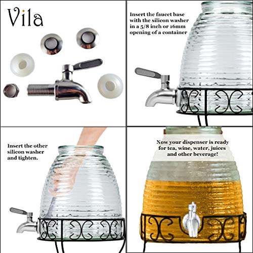 Vila Beverage Dispenser Replacement Spigot, Stainless Steel No-Rust Spout, Bpa Free, Installation Under 10-Minutes, Excellent Continuous Flow, Sturdy, Stylish Alternative For Flimsy Plastic Taps #TOP4