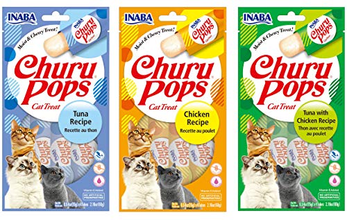 INABA Churu Pops Moist and Chewy Cat Treat 3 Flavor Variety Pack 12