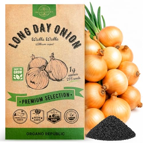 Onion Walla Walla Seeds Pack 1G - Over 275 Non-GMO Heirloom Onion Seeds for Planting Vegetables in Individual Seed Packet Vegetable Seeds for Planting Home Garden Indoor & Outdoor Gardening