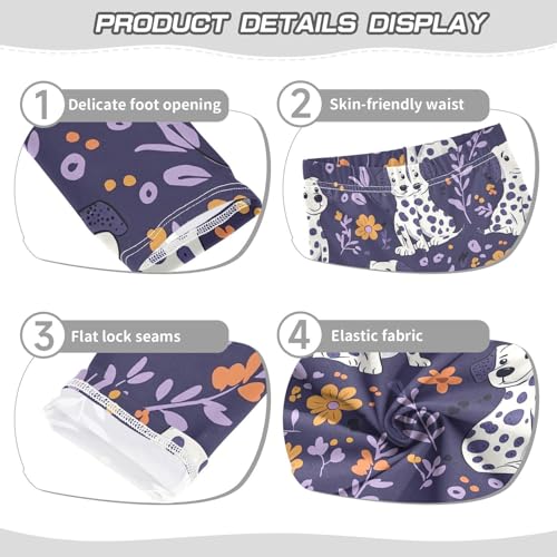 Wusikd Cute Dalmatian Dog Girls' Leggings Toddler Doodles Flowers Kids Yoga Pants Dance Active Tights 4T3