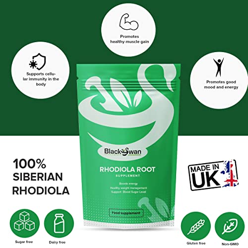 Black Swan Rhodiola Root Capsules - 1000mg Enhanced Energy Level Immune System Support Weight Management Muscle Support Natural Vegan Supplement - 30 Capsules 1 Month Supply - Image 3
