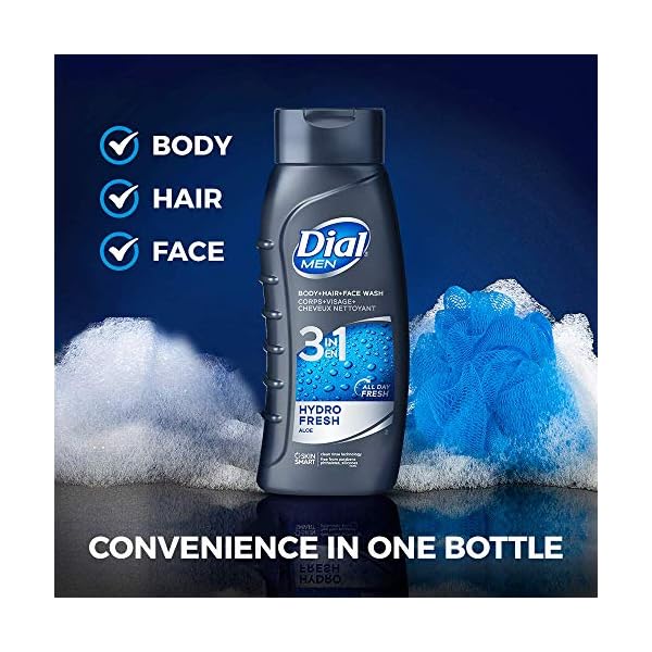 Dial-Men-3in1-Body-Hair-and-Face-Wash-Hydro-Fresh-20-fl-oz-Pack-of-4 Dial Men Hair + Body Wash, Hydro Fresh, 20 fl oz (Pack of 4)