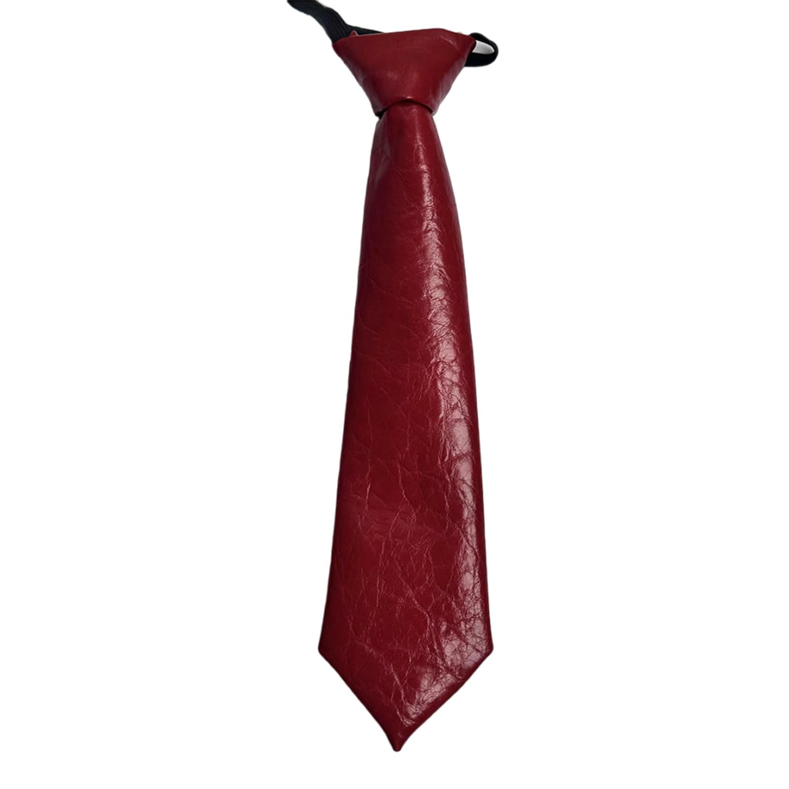 Maxtonser Women's Red Campus Preppy Necktie Faux Leather Neck Tie Student Uniform Adjustable Pre Tied Neck Tie Shirt Collar Neckwear For