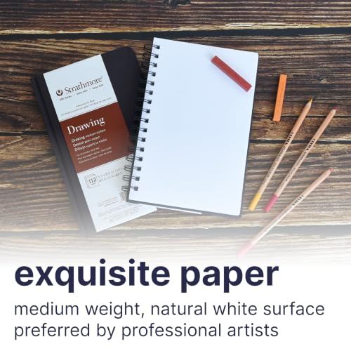 Image of Strathmore 400 Series Drawing Paper Art Book, Matte Brown Cover, Cream White, Hardbound, 56 Sheets, 8.5x11 inch