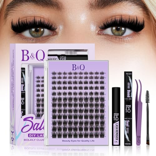 B&Q Manga Lash Clusters Kit with Spikes 10-18mm Mixed Fluffy Eyelash Clusters 120pcs Easily Achieve Salon-quality Volume Lash Extension Results Perfect for Beginners to DIY at Home(KIT-SalonSpike 02)