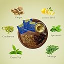 TEA SENSE Lemon Ginger Green Detox | 15 Pc | Pyramid Tea Bags in Sealed Pouches | Green Tea with Lemon and Ginger | Revitalising | Can be Rebrewed gallery image