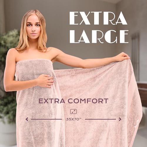 Image of White Classic Luxury Soft Bath Sheet Towels - 650 GSM Cotton Luxury Towels Extra Large 35x70 | Highly Absorbent and Quick Dry | Hotel Quality, Pink, 2 Pack