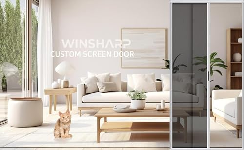 Custom Cut to Size,[ Grey, W xH (inch)], Aluminum Retractable Front Screen Door net,Fiberglass mesh with alumium, Mosquito Screens I Bug Net for Doors (W 33 x H 83(inch), Embedded) - Thumbnail 2