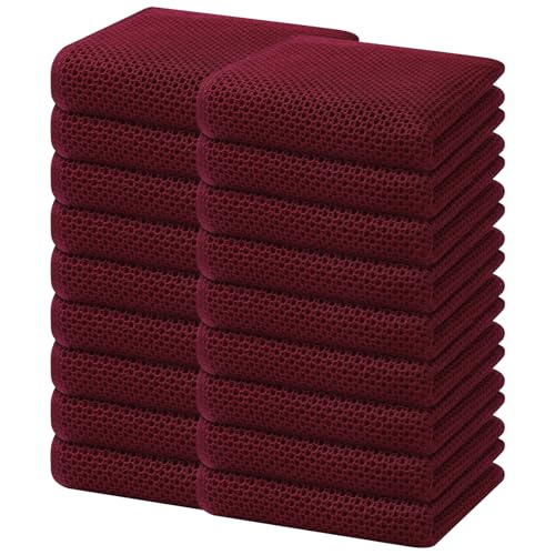 Image of Homaxy 100% Cotton Waffle Weave Kitchen Dish Towels, Ultra Soft Absorbent Quick Drying Cleaning Towel, 13 x 28 Inches, 18-Pack, Burgundy