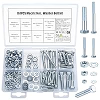 BOUACOUA Ottone Bulloni E Dadi Set Con Bulloni Esagonali, Dadi Esagonali, Rondelle Piatte/Elastiche - Filettato Completo - M10x35mm (1 Pezzi