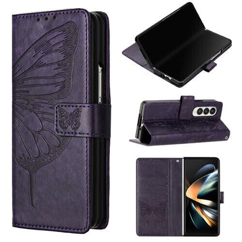 Étui en cuir pour Samsung Galaxy Z Fold 7 violet foncé housse à rabat
