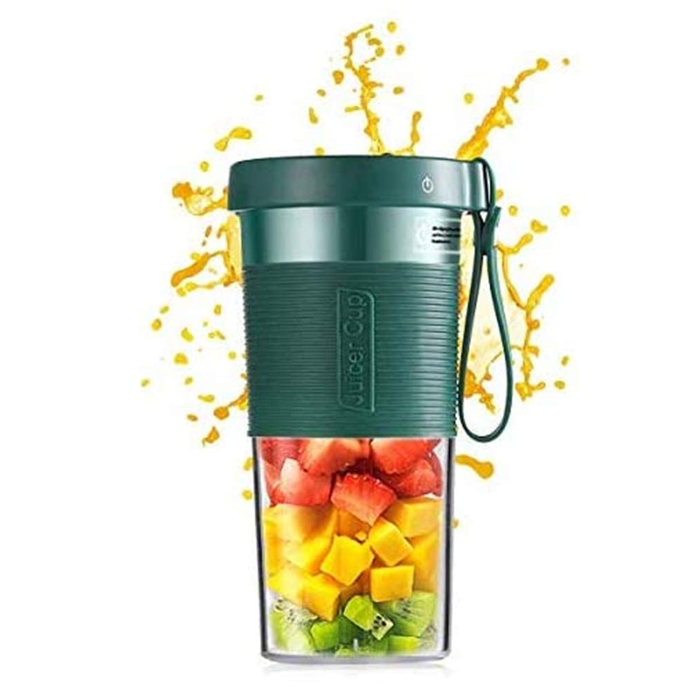 Mini przenośny blender, wyciskarka do soków kubek ze szczotką blender sokowirówka bezpieczeństwo ładowanie USB do domu, sportu, biura, na zewnątrz, podróż sokowirówka mikser kubek (zielony)
