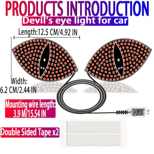 Luz LED Ojos de Diablo para Interior de Auto Rojo miniatura 5