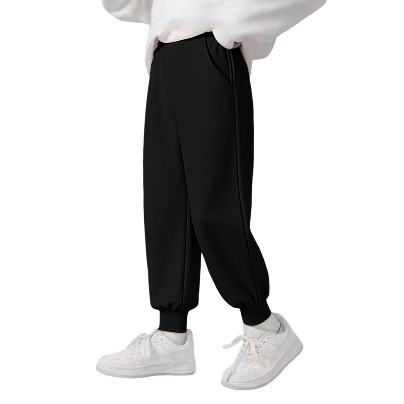 Pantalones de pana para niños, con forro polar, pantalones cálidos para invierno, cintura elástica, casuales, cómodos, pantalones de correr, clásicos, lisos