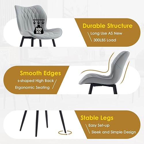 Miniatura 5 de Kidol & Shellder Juego de 2 sillas de comedor modernas con respaldo, sillas decorativas sin brazos para sala de estar, silla tapizada de piel