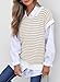 EVALESS Womens Cap Sleeve Sweater Vest Crewneck Short Sleeve Sweaters for Women 2026 Lightweight Casual Knit Stripe Tops Khaki Medium