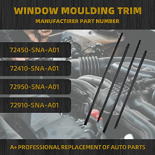 Dasbecan 4Pcs Weatherstrip Window Seal Car Window Moulding Trim Compatible With Honda Civic 2006-2011 Replaces#72450-Sna-A01 72410-Sna-A01 72950-Sna-A01 72910-Sna-A01 #TOP1