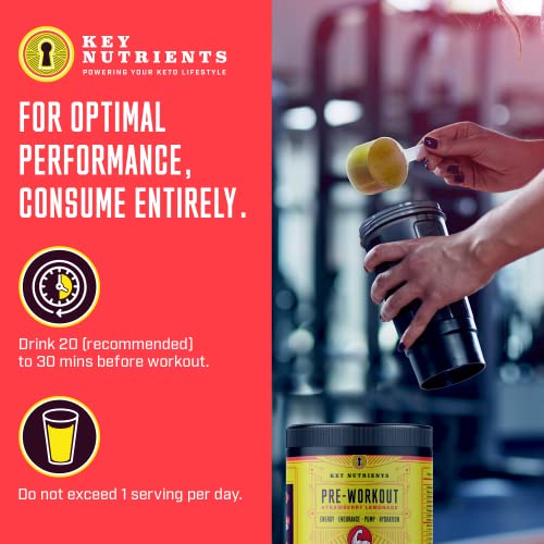 Keynutrients Pre Workout + Electrolytes Powder + Bcaa Blend: Delicious Strawberry Lemonade Preworkout With Electrolyte Powder - Pre Workout Powder | Pre Workout Women, Pre Workout Men With Creatine #TOP5