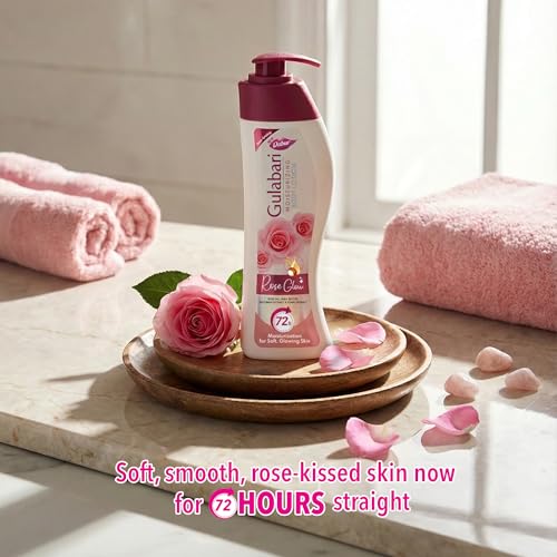 Image of Dabur Gulabari Moisturizing Body Lotion - 400 ml | For Men & Women | Dry Skin Care | With 100% Organic Rose Oil & Shea Butter | Dermatologically Tested | Paraben Free | 72 Hour Moisturisation