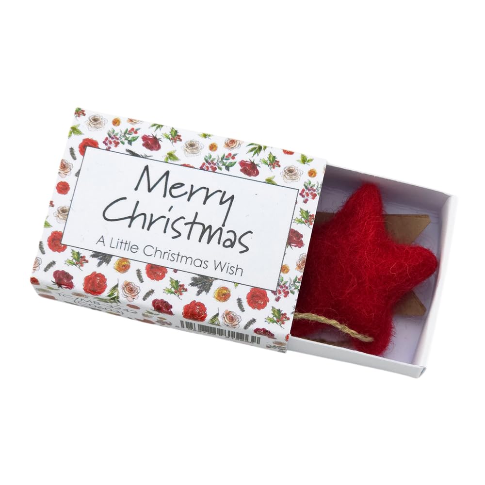 That's Crackers Red Christmas Flora | Hanging Felt Star | Cracker Filler | Mini Matchbox Gift