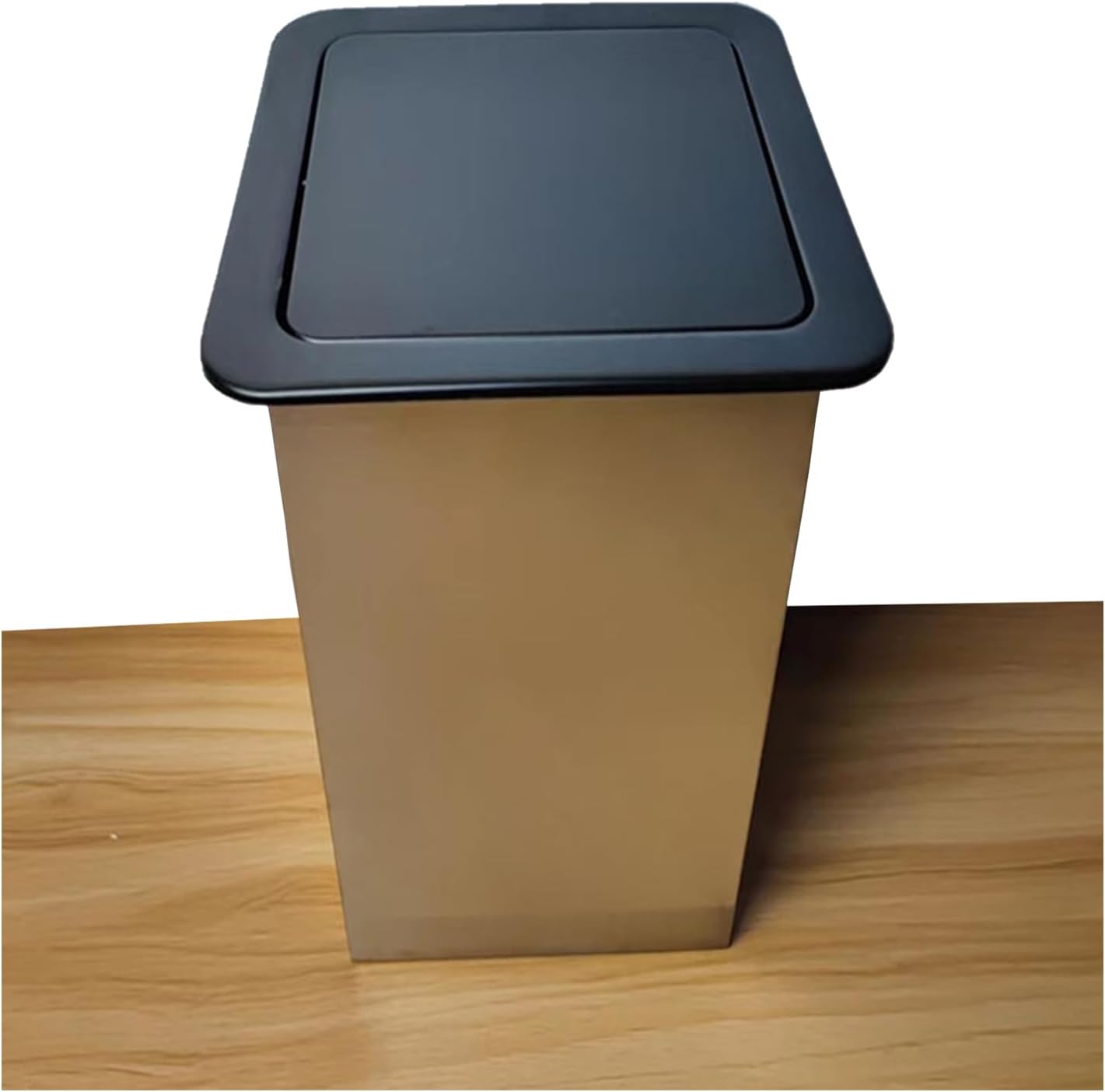 Embedded Square Swing Trash Can Lid, Stainless Steel Balance Flap Cover, Built-in Countertop Trash Can with Cover, Waste Chute for Desk Kitchen,Black,430,Black-430