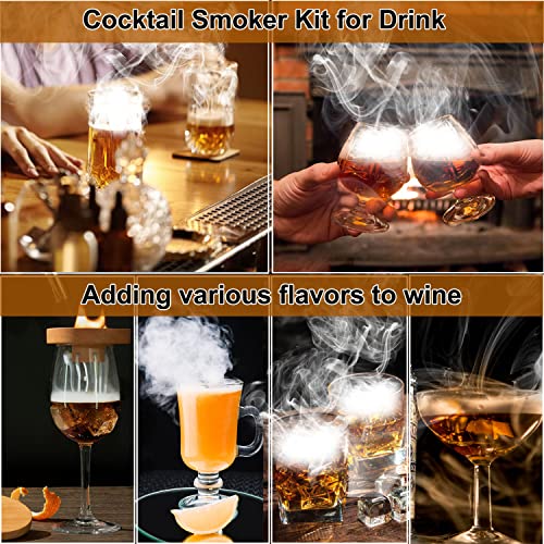 Cocktail Smoker Kit with Torch, Whiskey Smoker Kit, Bourbon Smoker Kit, Older Fashioned Drink Smoker Kit with 4 Favors Wood Chips, Whiskey Gifts for Men/ Husband/ Dad (No Butane) - Image 3