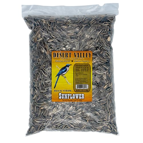 Desert Valley Striped Sunflower Seed All Natural Non-GMO Premium Wild Bird and Wildlife Food for Cardinals Jays Grosbeaks Squirrels and More (3 Pounds)