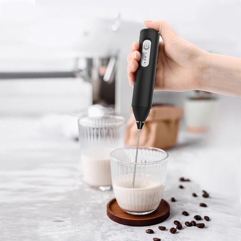 Portable Electric Coffee Whisk Adjustable Speed Foam Maker USB Rechargeable Frother For Lattes Cappuccinos Frappes