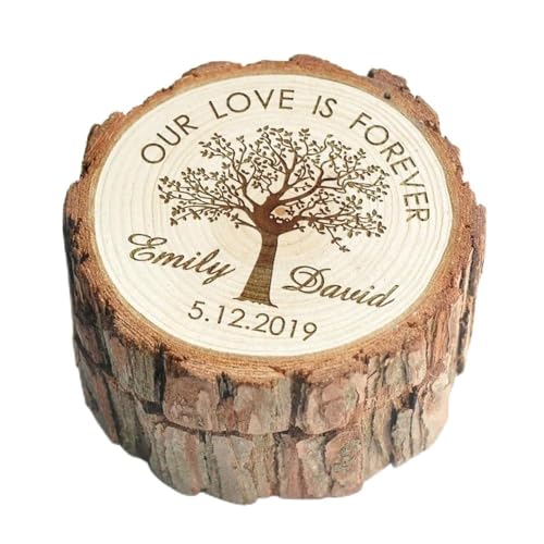 Personalized Box For Wedding Ring In Natural Wood，Wedding Ring Di...