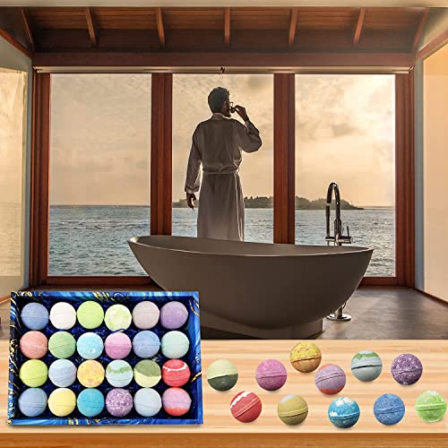 Natural Mens Bath Bombs. Holiday Men's Gift Set Xl 24 Bath Balls. Relaxing Bath Bomb Set For Men, Husband, Father & Friend #TOP6
