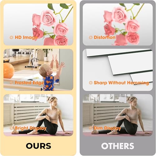 Image of Rousrie Frameless Wall Mirror for Bathroom, Glass, Modern, Clear, Wall Mount, 45 x 30 cm (1, Capsule)