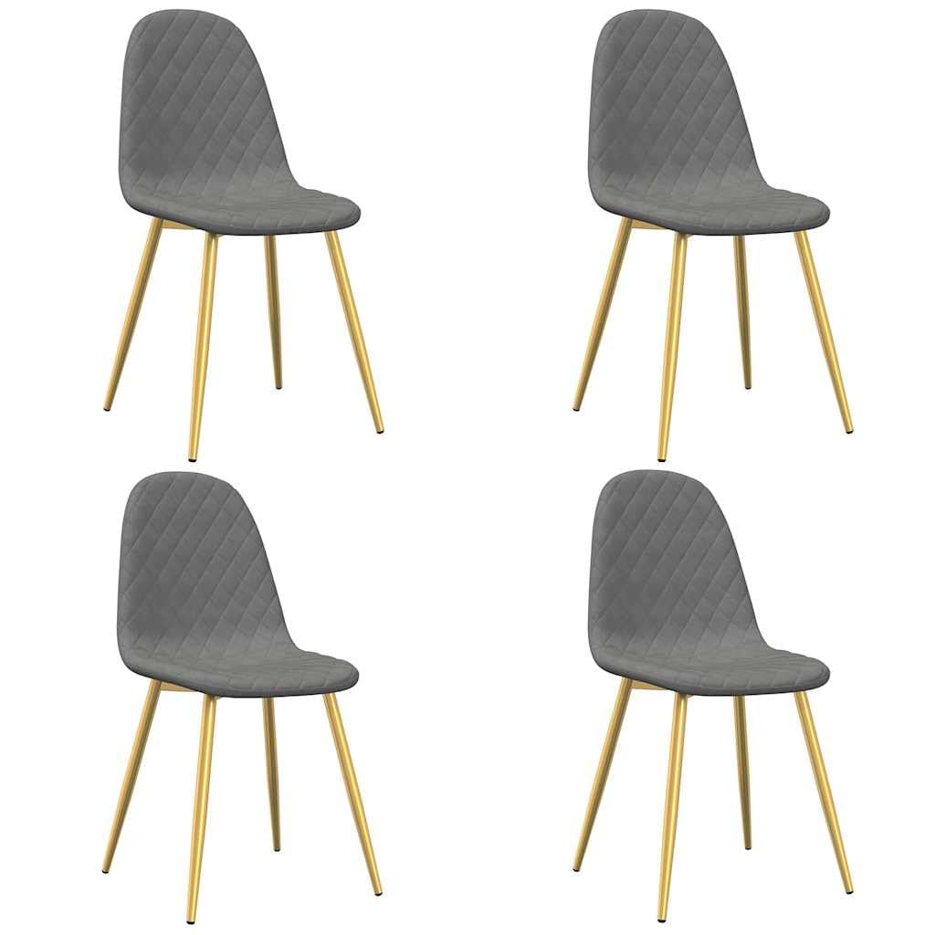 Set di 4 sedie per sala da pranzo, in velluto grigio chiaro, con
