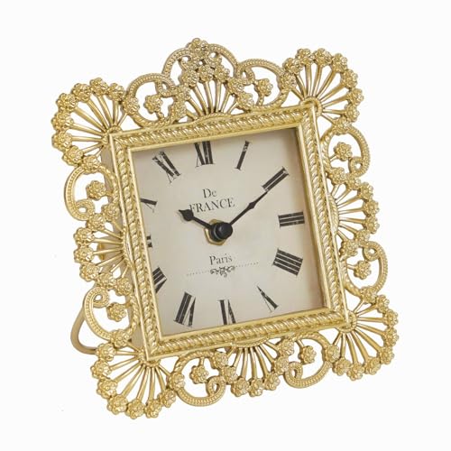 Reloj de mesa dorado elegante con acabado artesanal decorativo 2