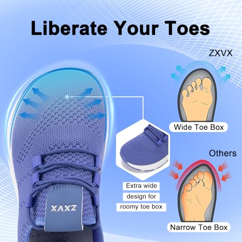 Image of Wide Toe Box Shoes Women Non-Slip Wide Width Sneakers Ultra Light Extra Wide Road Running Shoes for Women Breathable Tennis Walking Gym Workout Trainer 6-12