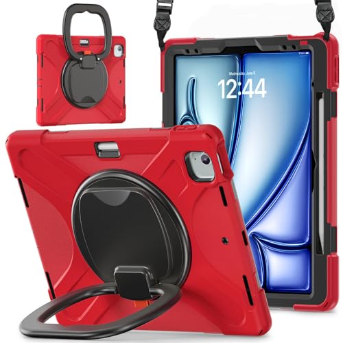 Protège-tablette iPad Air 13 M2 2024 rouge antichoc idéal pour le travail nomade