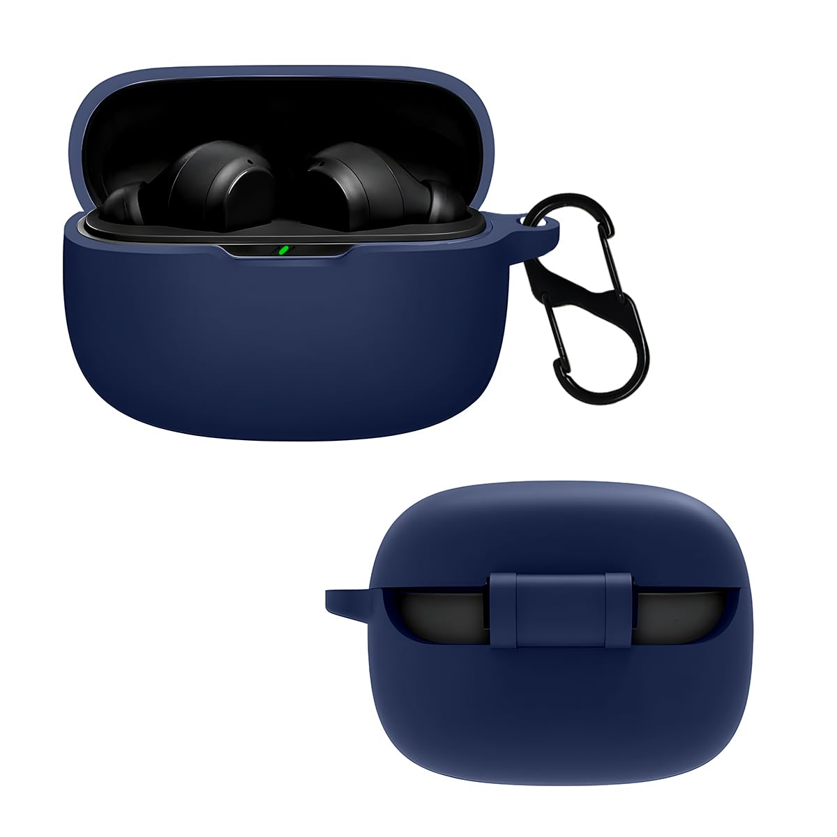 LIRAMARK Silicone Cover Case with Carbiner Compatible with JBL Wave Beam/JBL Vibe Beam (Blue)