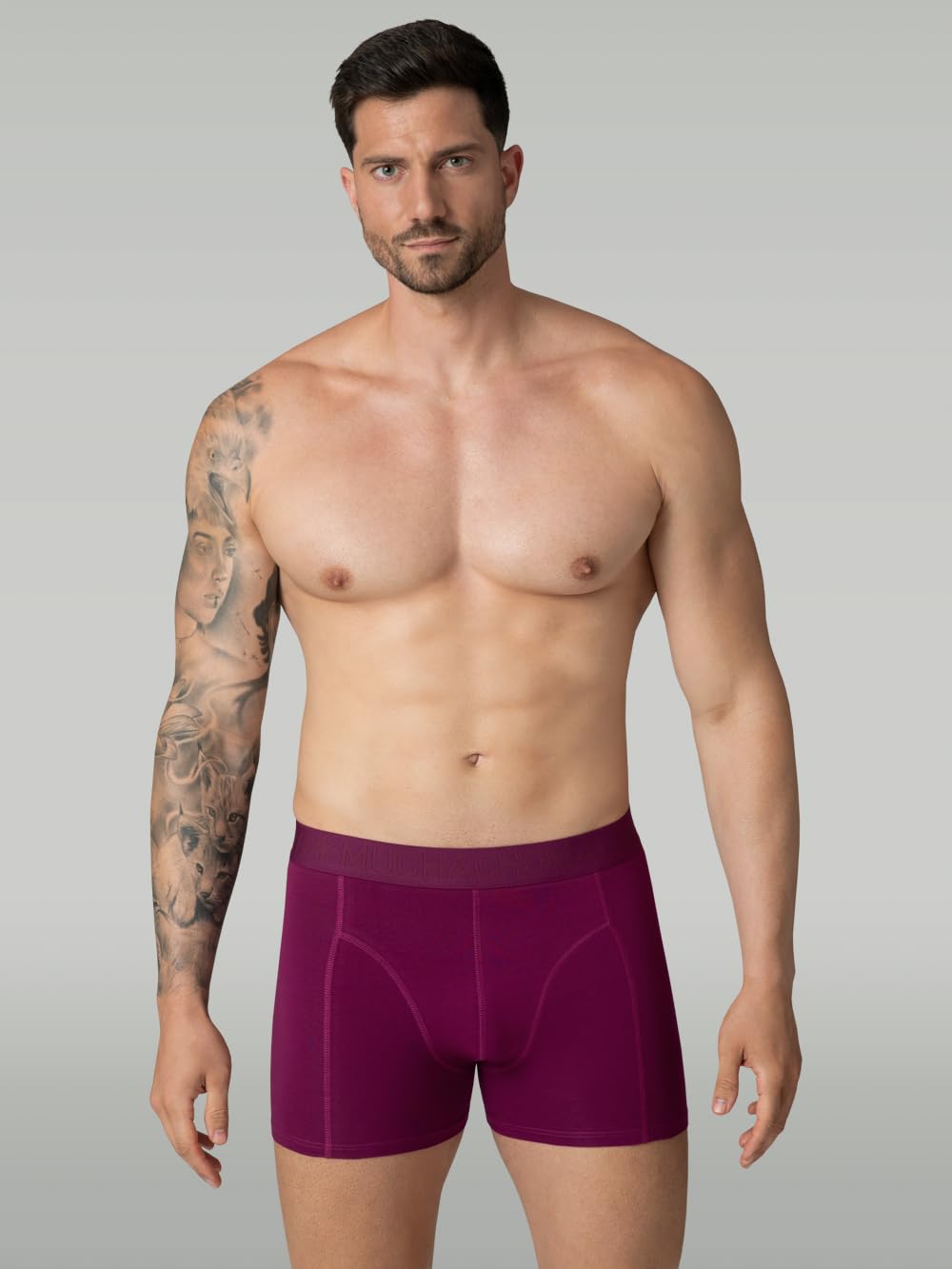 Muchachomalo Calzoncillos para Hombre, Ropa Interior Lisa de Algodón para Hombre, Pack de 4 Unidades, Bóxers Lisos de Corte Clásico con Cintura Elástica