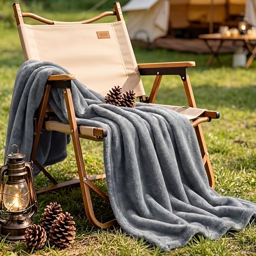 Image of Bedsure GentleSoft Fleece Blanket Twin Size Grey - 300GSM Lightweight Plush Fuzzy Cozy Soft Warm Blanket for Bed, Sofa, Couch, Travel, Camping, 60x80 inches