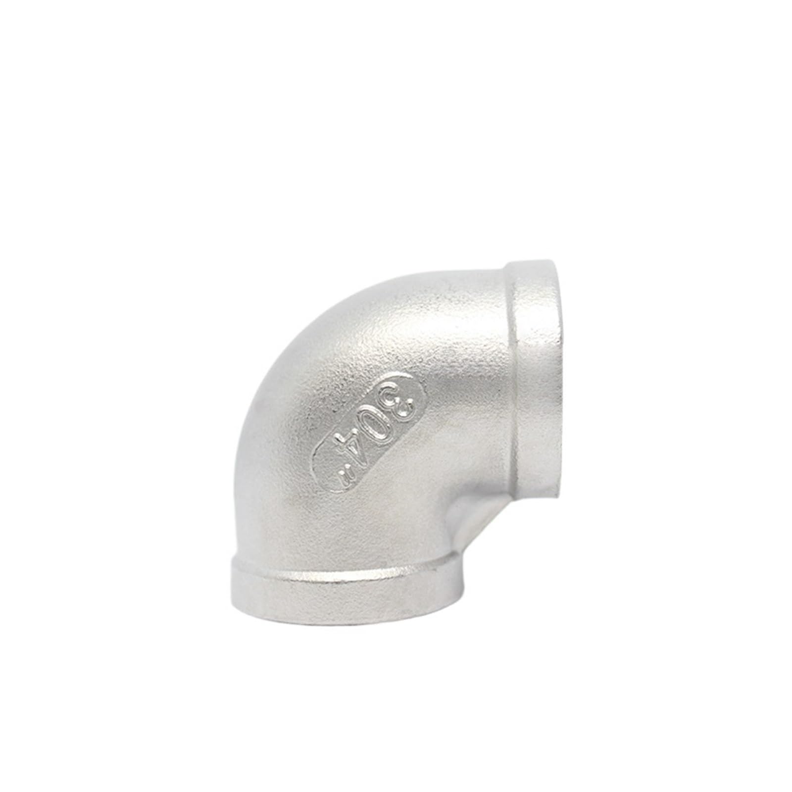 Codo BSP 90 grados en acero inoxidable 304 con rosca hembra para tuberías de agua y gas