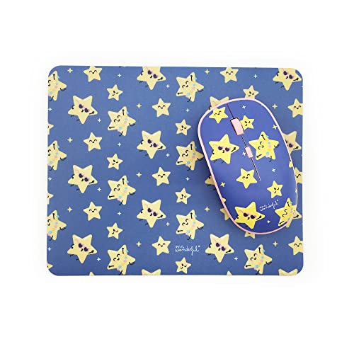 WONDEE Mr. Wonderful Pack 2 en 1 de Ratón y Alfombrilla con diseño de Estrellas