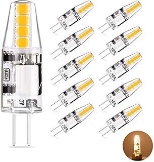 Eco.Luma G4 LED Lamps 2W Replaces 20W Halogen Lamps, 3000K Warm White 12V AC/DC G4 LED Bulbs, No Flicker Not Dimmable, 360° Beam Angle G4 Energy-Saving Light Bulbs, Pack of 10