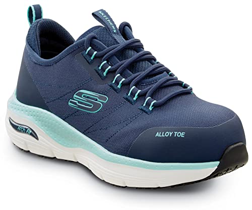 Skechers Skechers Work Arch Fit Sadie, Women's, Navy/Aqua, Athletic Style, Alloy Toe, EH, MaxTrax Slip Resistant, Work Shoe (7.5 M)