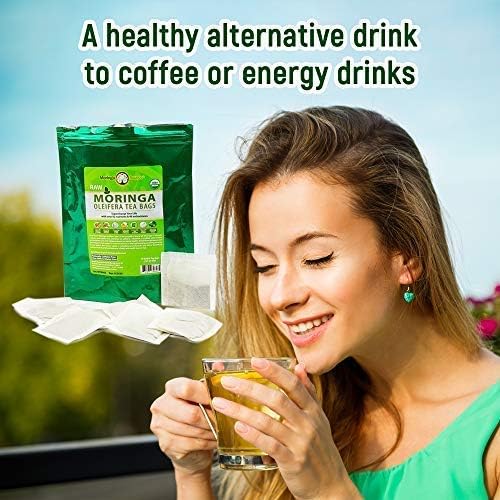 Moringa Source, USDA Organic, Raw, Caffeine-Free and Unflavored Moringa Oleifera Herbal Tea Bags (30ct) Packed With Antioxidants