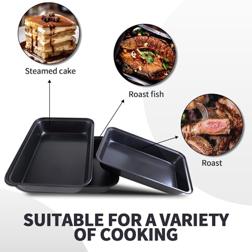 4 Pack Non Stick Oven Baking Tray, Heavy Duty Black Carbon Steel Cooking Oven Trays, Deep Roasting Tins Pans Suitable for Baking Pastry Cake Chicken Wings - Image 6