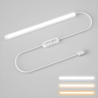 ZSIGNS LED Under Cabinet Light | USB Closet & Wardrobe Light with 3 Color Modes & Adjustable Brightness | Magnetic Stick On Light for Kitchen, Study Table & Desk | White