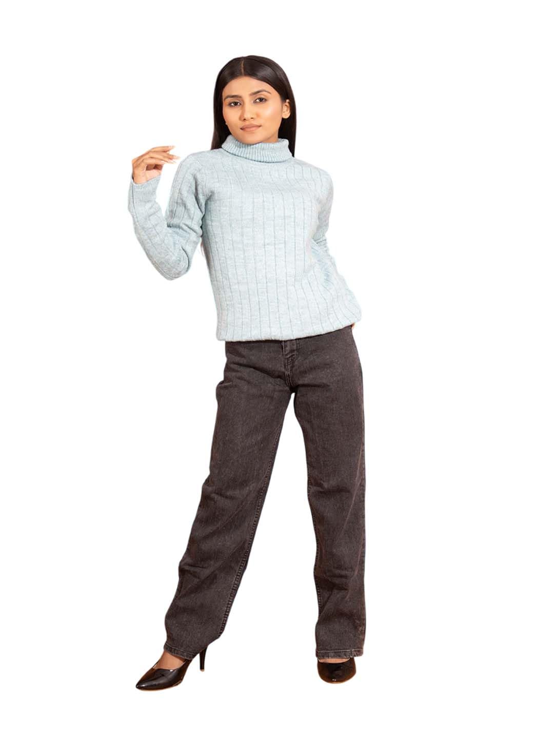 kotty Women's Solid Light Grey_178 Turtle Neck Sweater (Grey,M)-KTTFKWOMENSSWEATER178M-picture-3