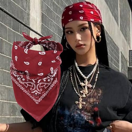 Red Bandanas in Soft Polyester for Men Women Bandana Paisley Scarf Neckerchief Bulk or Single Gift Pack