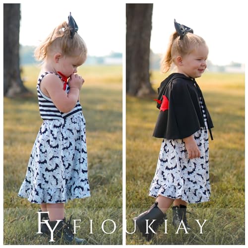 fioukiay Toddler Girls Halloween Dress Outfits Sleeveless Spaghetti Strap Dresses with Hooded Cape4